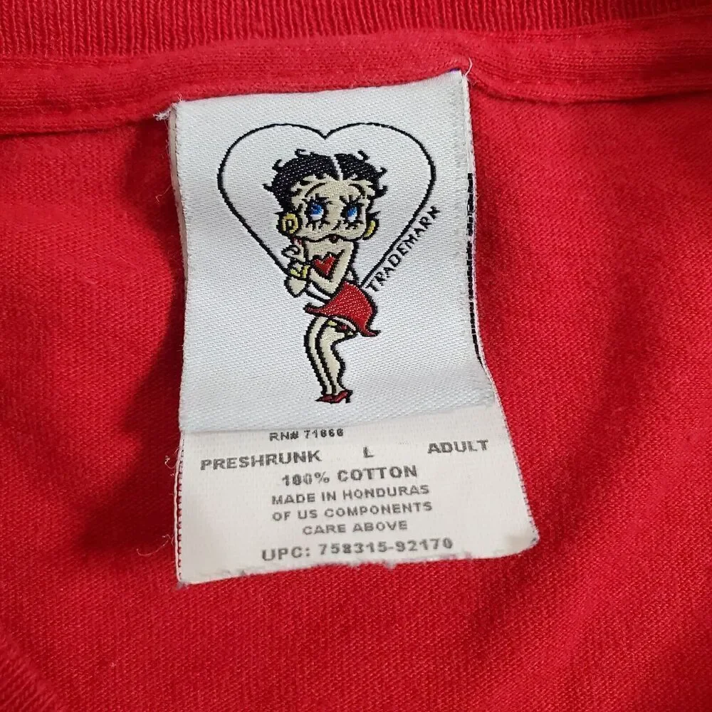 Vintage Betty Boop T Shirt Size L Red Whats Up With That Y2K 2000 Freeze